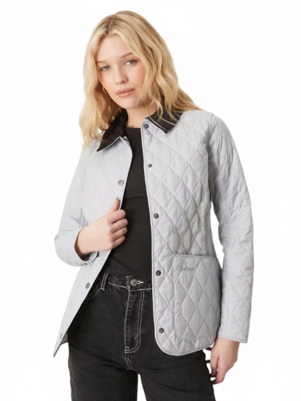 Barbour Annandale Quilted Jacket Women’s 6‎ US Grey Lightweight Corduroy